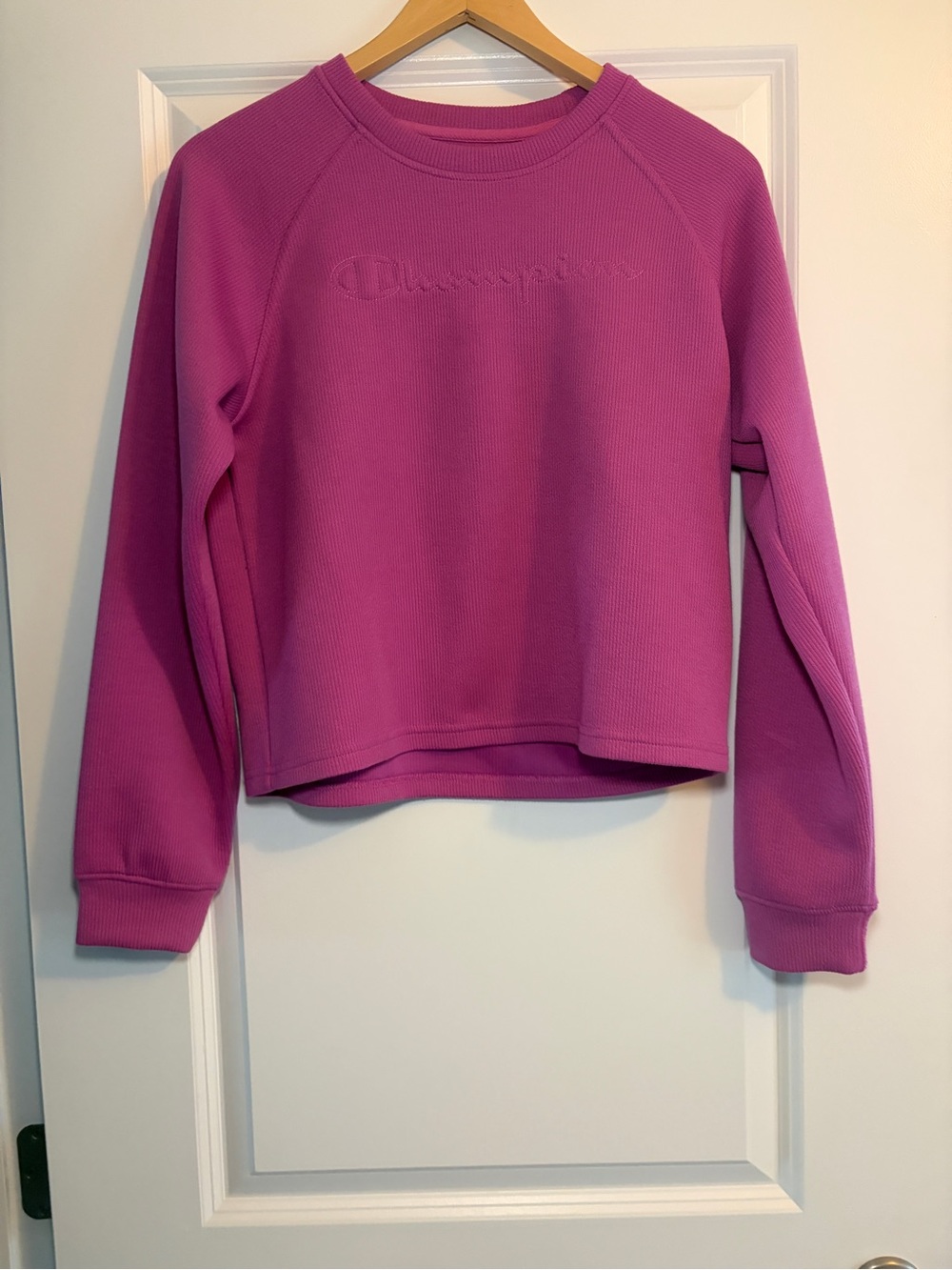 Champion Girls Pink Crewneck Ribbed Sweatshirt